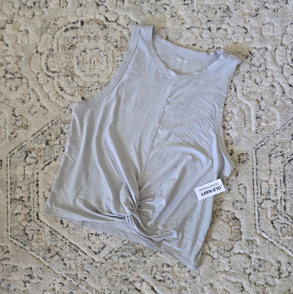 Pale Blue Sleeveless Knot Front Active Top
